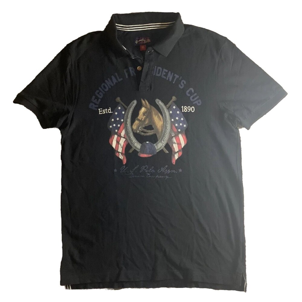 US Polo Assn.~Graphic Polo~Short Sleeve~Presidents Cup~Horse~Horse Shoe~Size XL